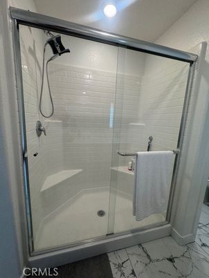 Bathroom, Glass Shower, Interior, Marble, Recessed Lighting
