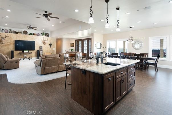 Dining room, Interior, Kitchen, Living room, Pendant Lights, Recessed Lighting, Wood Texture Flooring