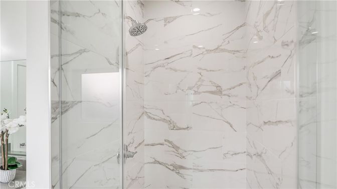 Bathroom, Glass Shower, Interior, Marble Walls