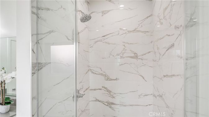 Bathroom, Glass Shower, Interior, Marble Walls