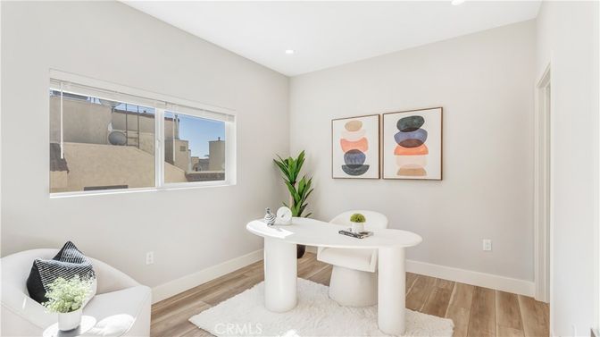 Home Office, Interior, Recessed Lighting, Wood Texture Flooring