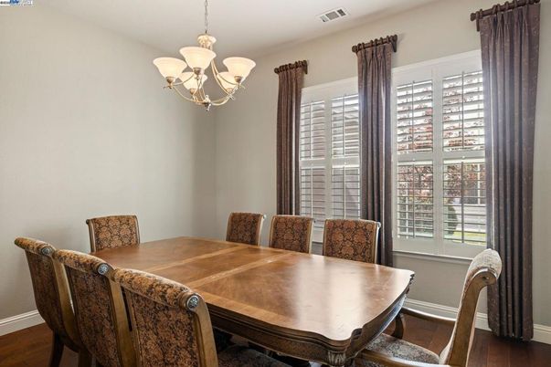 Chandelier, Dining room, Interior, Wood Texture Flooring