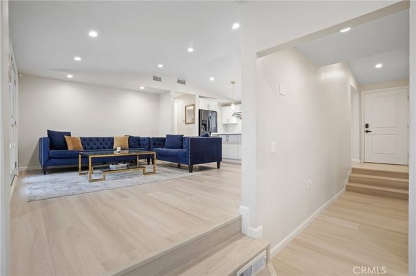 Interior, Kitchen, Living room, Pendant Lights, Recessed Lighting, Wood Texture Flooring
