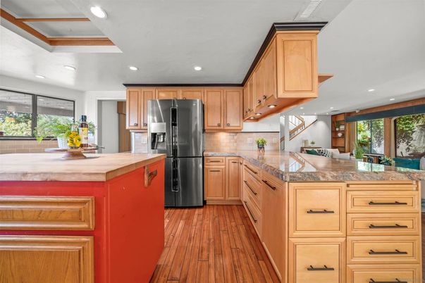 Interior, Kitchen, Recessed Lighting, Wood Texture Flooring