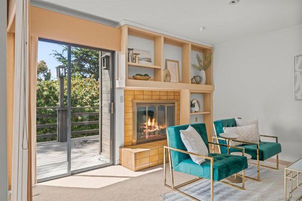 Dining room, Fireplace, Interior, Recessed Lighting