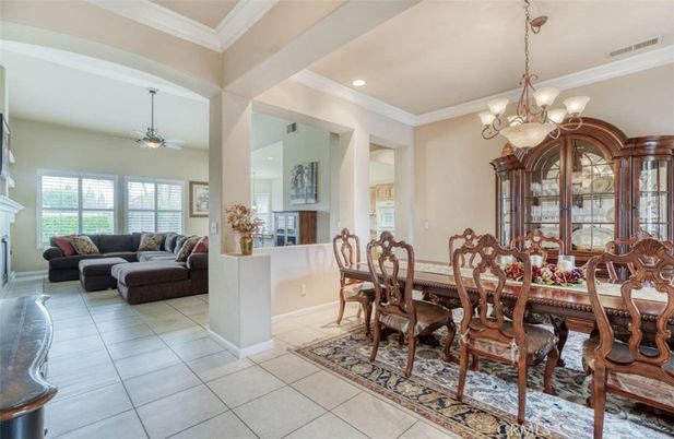 Chandelier, Dining room, Fireplace, Interior, Living room, Recessed Lighting