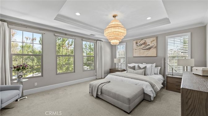 Bedroom, Chandelier, Interior, Recessed Lighting