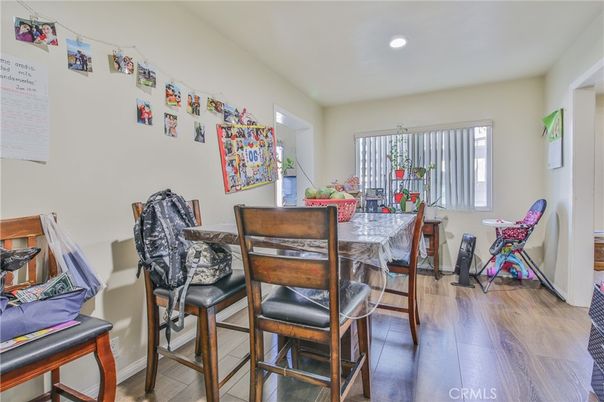 Dining room, Interior, Recessed Lighting, Wood Texture Flooring
