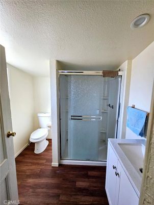 Bathroom, Glass Shower, Interior, Wood Texture Flooring
