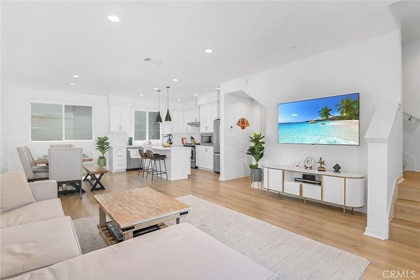 Dining room, Interior, Kitchen, Living room, Pendant Lights, Recessed Lighting, Wood Texture Flooring