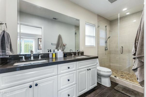 Bathroom, Dual Sink Vanities, Glass Shower, Interior, Recessed Lighting