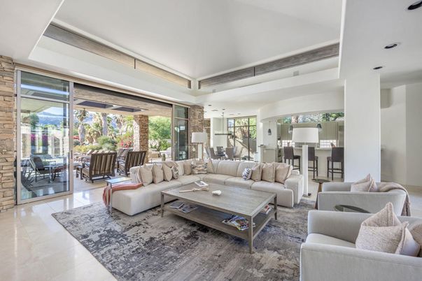 Dining room, Interior, Living room, Pendant Lights, Stone Walls