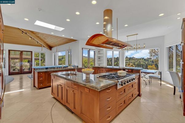 Interior, Kitchen, Pendant Lights, Recessed Lighting, Stainless Steel Appliances, Wooden Ceilings