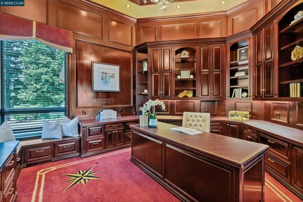 Home Office, Interior, Recessed Lighting, Wooden Walls