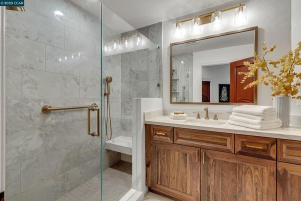 Bathroom, Glass Shower, Interior, Marble Walls