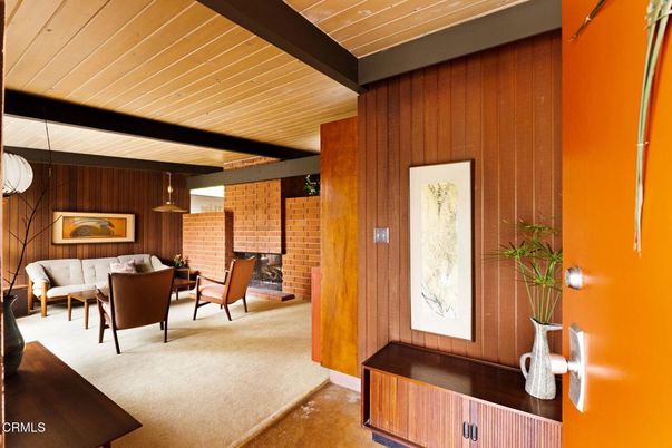 Fireplace, Interior, Living room, Pendant Lights, Stone Walls, Wooden Beams, Wooden Ceilings, Wooden Walls
