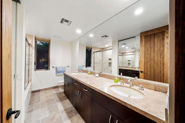 Bathroom, Dual Sink Vanities, Glass Shower, Interior, Recessed Lighting