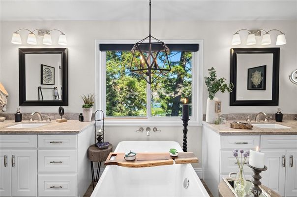 Bathroom, Dual Sink Vanities, Interior, Pendant Lights
