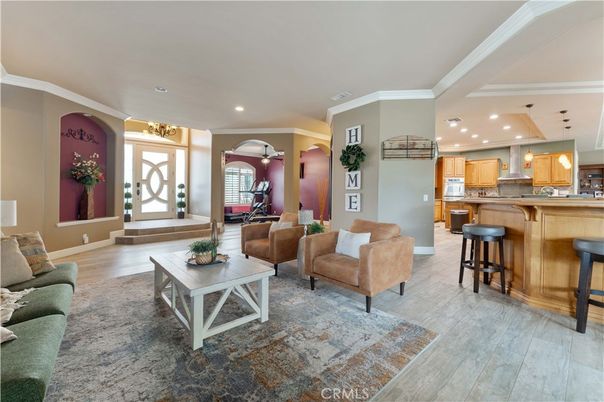 Interior, Kitchen, Living room, Pendant Lights, Recessed Lighting, Wood Texture Flooring