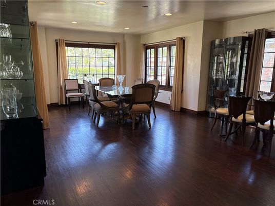 Dining room, Interior, Recessed Lighting, Wood Texture Flooring