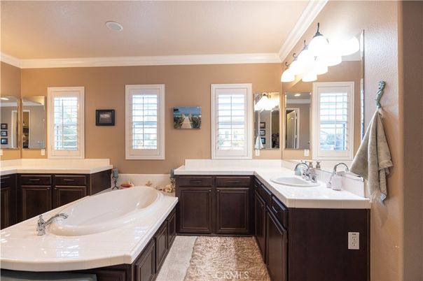 Bathroom, Dual Sink Vanities, Interior, Recessed Lighting, Tile Countertops