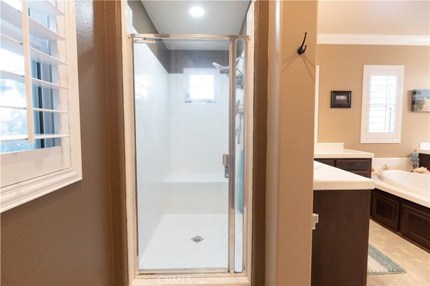 Bathroom, Glass Shower, Interior, Recessed Lighting, Tile Countertops