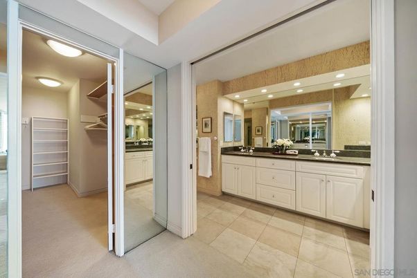 Bathroom, Dual Sink Vanities, Interior, Recessed Lighting, Walk-in Closets