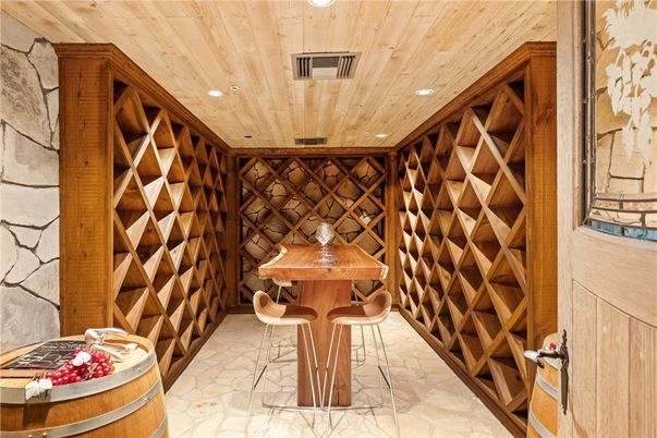 Interior, Recessed Lighting, Wine Storage, Wooden Ceilings