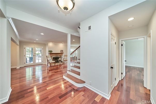 Fireplace, Interior, Recessed Lighting, Wood Texture Flooring