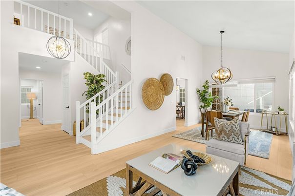 Dining room, Interior, Pendant Lights, Recessed Lighting, Wood Texture Flooring