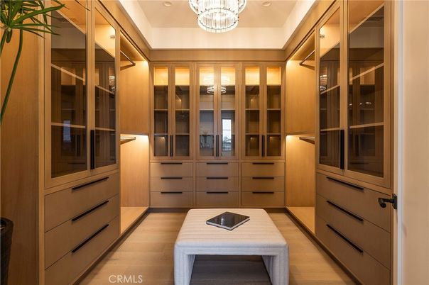Chandelier, Interior, Recessed Lighting, Walk-in Closets, Wood Texture Flooring
