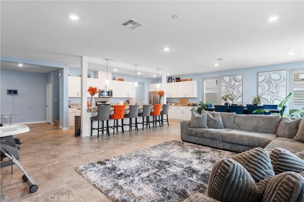 Dining room, Interior, Kitchen, Living room, Pendant Lights, Recessed Lighting, Stainless Steel Appliances