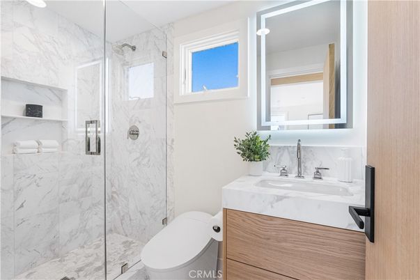 Bathroom, Glass Shower, Interior, Marble Walls