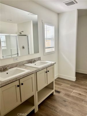 Bathroom, Dual Sink Vanities, Interior, Wood Texture Flooring