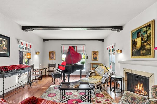 Fireplace, Interior, Living room, Piano, Wooden Beams, Wood Texture Flooring
