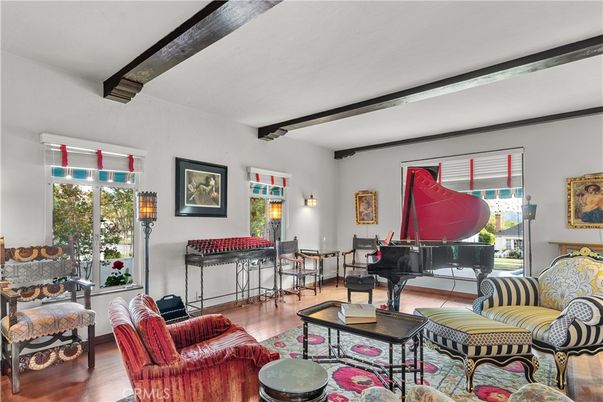 Interior, Living room, Piano, Wooden Beams, Wood Texture Flooring