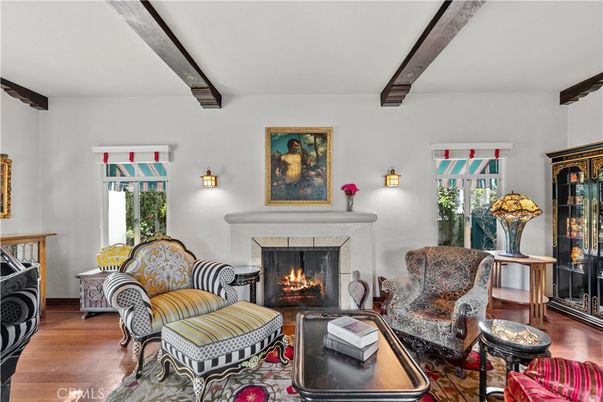Fireplace, Interior, Living room, Wooden Beams, Wood Texture Flooring