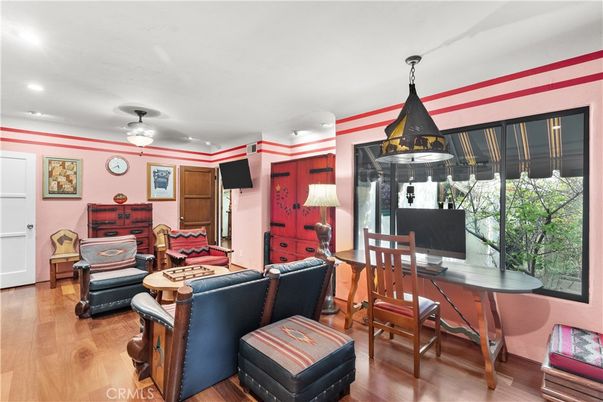 Home Office, Interior, Pendant Lights, Recessed Lighting, Wood Texture Flooring