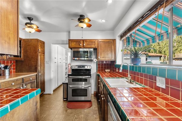 Interior, Kitchen, Recessed Lighting, Tile Countertops
