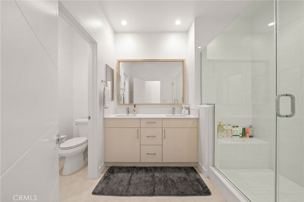 Bathroom, Dual Sink Vanities, Glass Shower, Interior, Recessed Lighting