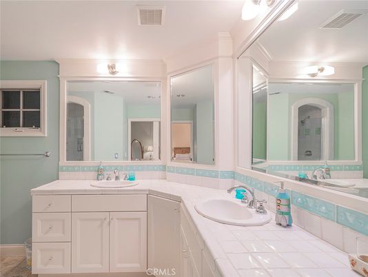 Bathroom, Dual Sink Vanities, Interior, Tile Countertops