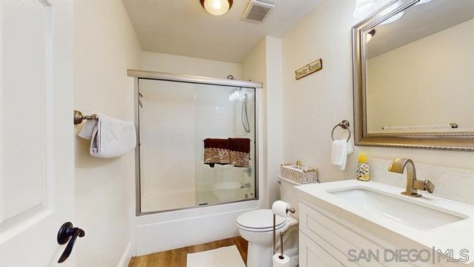 Bathroom, Glass Shower, Interior, Wood Texture Flooring