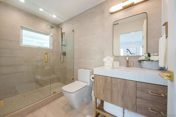 Bathroom, Glass Shower, Interior, Recessed Lighting