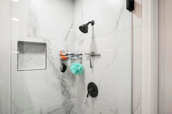 Bathroom, Glass Shower, Interior, Marble Walls