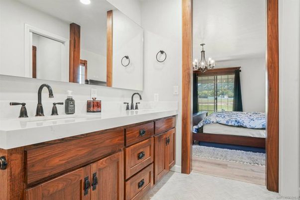 Bathroom, Bedroom, Chandelier, Dual Sink Vanities, Interior, Recessed Lighting