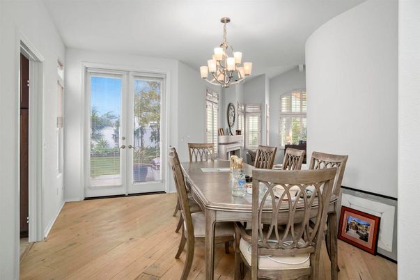 Chandelier, Dining room, Interior, Wood Texture Flooring