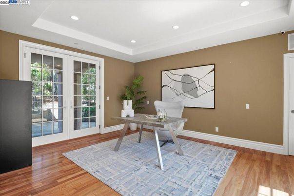Home Office, Interior, Recessed Lighting, Wood Texture Flooring