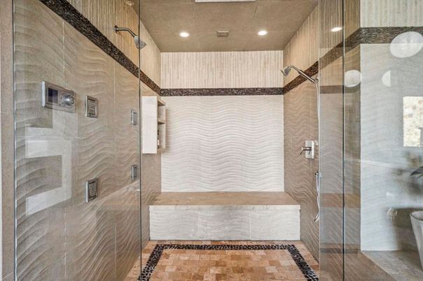 Bathroom, Glass Shower, Interior, Recessed Lighting