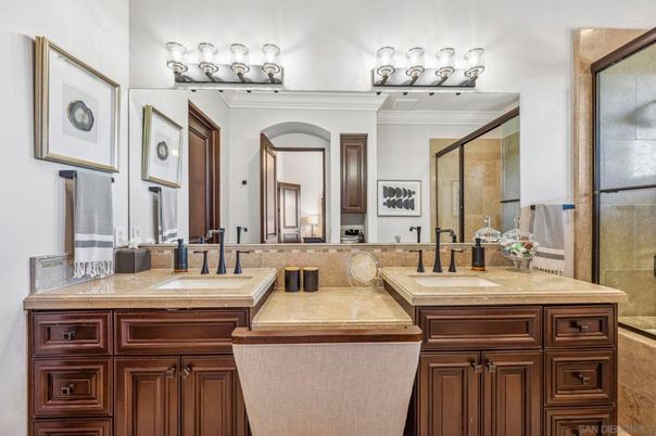Bathroom, Dual Sink Vanities, Glass Shower, Interior