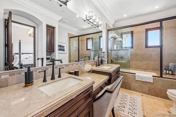 Bathroom, Dual Sink Vanities, Glass Shower, Interior, Recessed Lighting